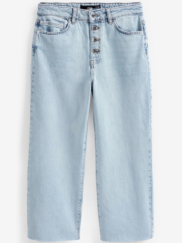 Bleach Denim Button Front Wide Ankle Leg Jeans - Image 3 of 3