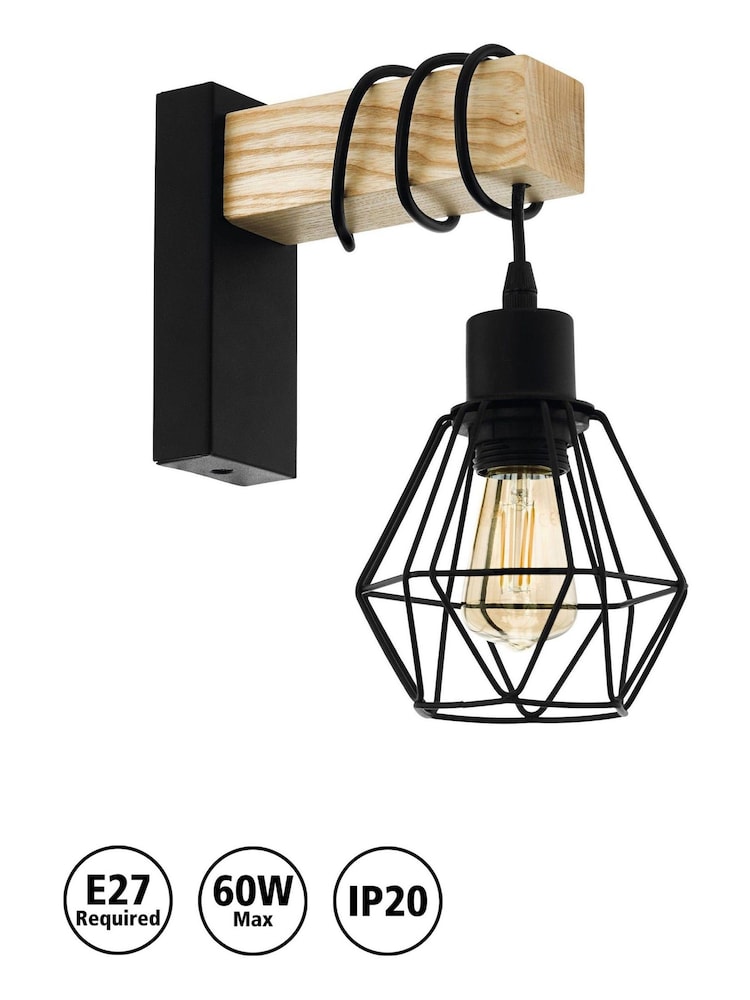 Eglo Black Townshend 5 Caged Wall Light - Image 5 of 5 Eglo Black Townshend 5 Caged Wall Light - Image 5 of 5
