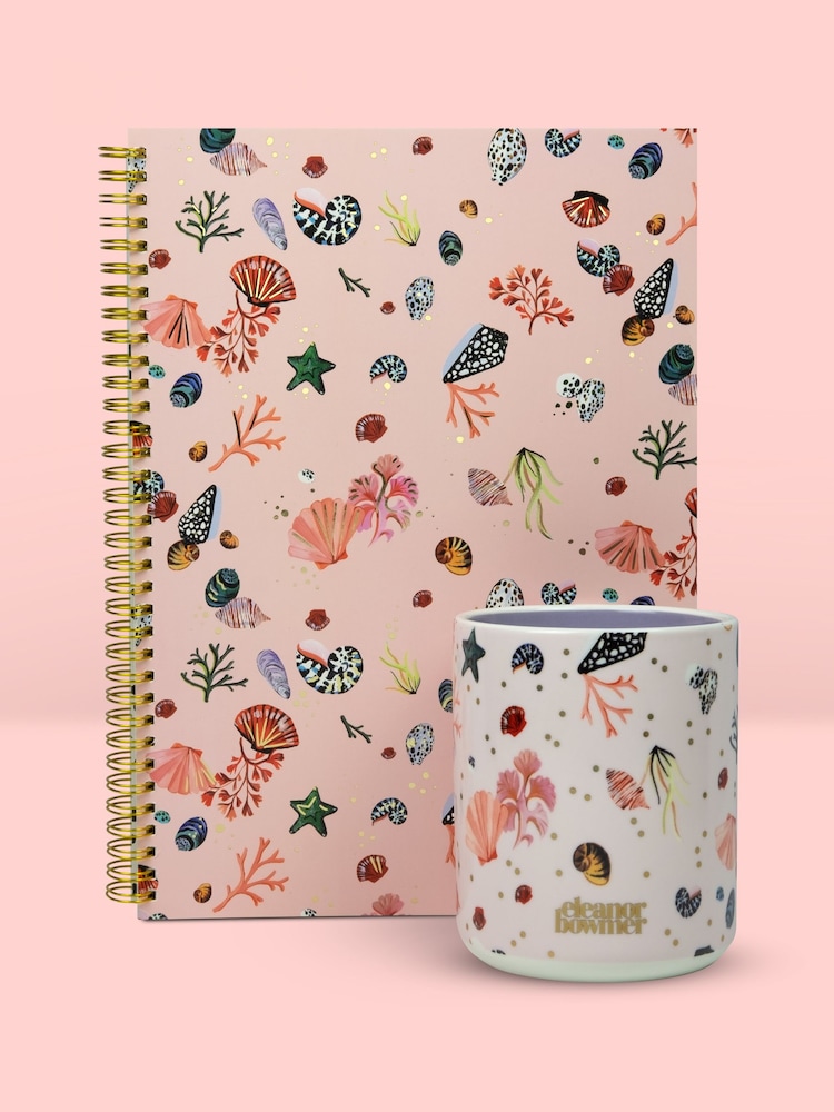 Eleanor Bowmer Pink Shell Notebook & Pen Pot Set - Image 1 of 2