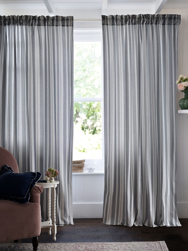 Shabby Chic by Rachel Ashwell® Watercolour Stripe Slot Header Lined Curtains - Image 1 of 4