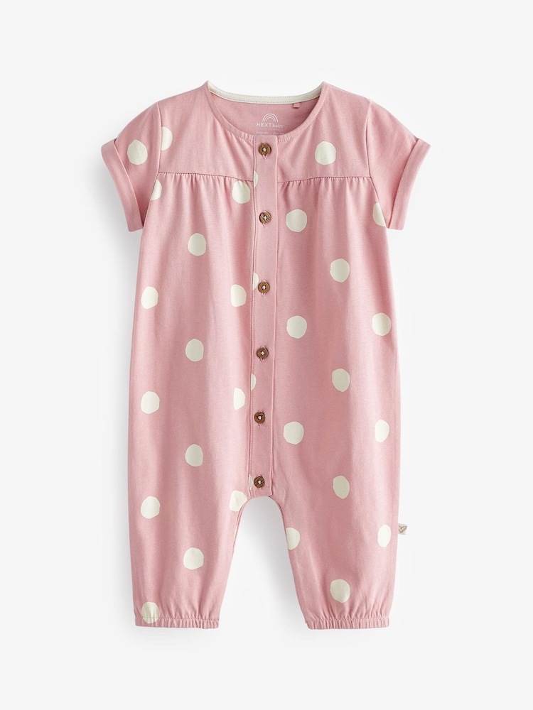 Pink Spot Baby Jersey Jumpsuit (0mths-2yrs) - Image 1 of 2 Pink Spot Baby Jersey Jumpsuit (0mths-2yrs) - Image 1 of 2