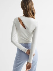 Reiss Cream Aubrey Cut-Out Long Sleeve Top - Image 5 of 7