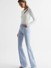Reiss Cream Aubrey Cut-Out Long Sleeve Top - Image 6 of 7