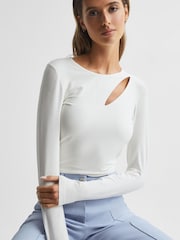 Reiss Cream Aubrey Cut-Out Long Sleeve Top - Image 7 of 7