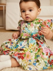 Multi Bright Floral Woven Bow Occasion Baby Dress (0mths-2yrs) - Image 1 of 5