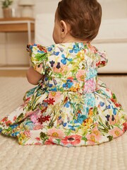 Multi Bright Floral Woven Bow Occasion Baby Dress (0mths-2yrs) - Image 2 of 5