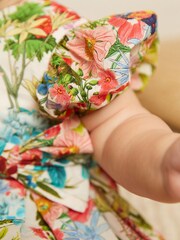 Multi Bright Floral Woven Bow Occasion Baby Dress (0mths-2yrs) - Image 3 of 5