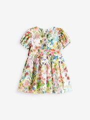 Multi Bright Floral Woven Bow Occasion Baby Dress (0mths-2yrs) - Image 5 of 5