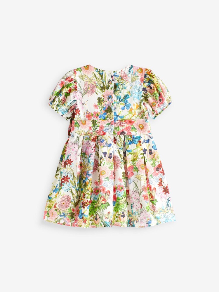 Multi Bright Floral Woven Bow Occasion Baby Dress (0mths-2yrs) - Image 5 of 5
