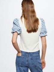 Mango Puffed Sleeves White Ribbed T-Shirt - Image 2 of 5