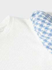 Mango Puffed Sleeves White Ribbed T-Shirt - Image 5 of 5