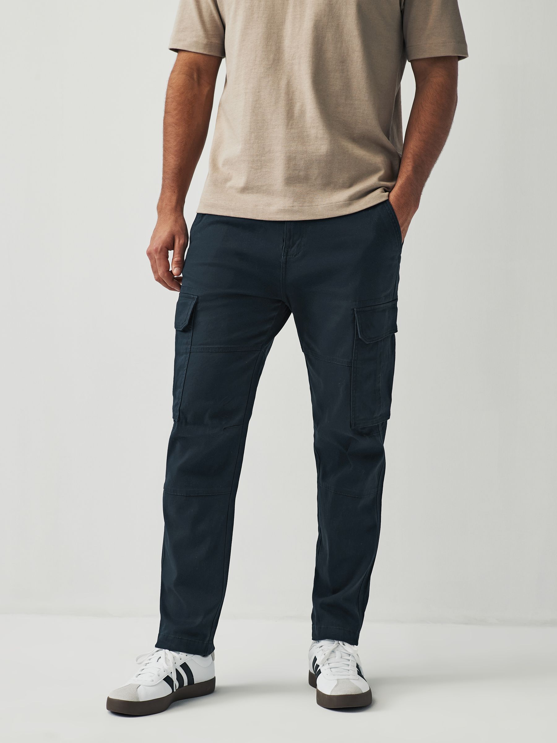 Slim fit navy blue cargo pants sales