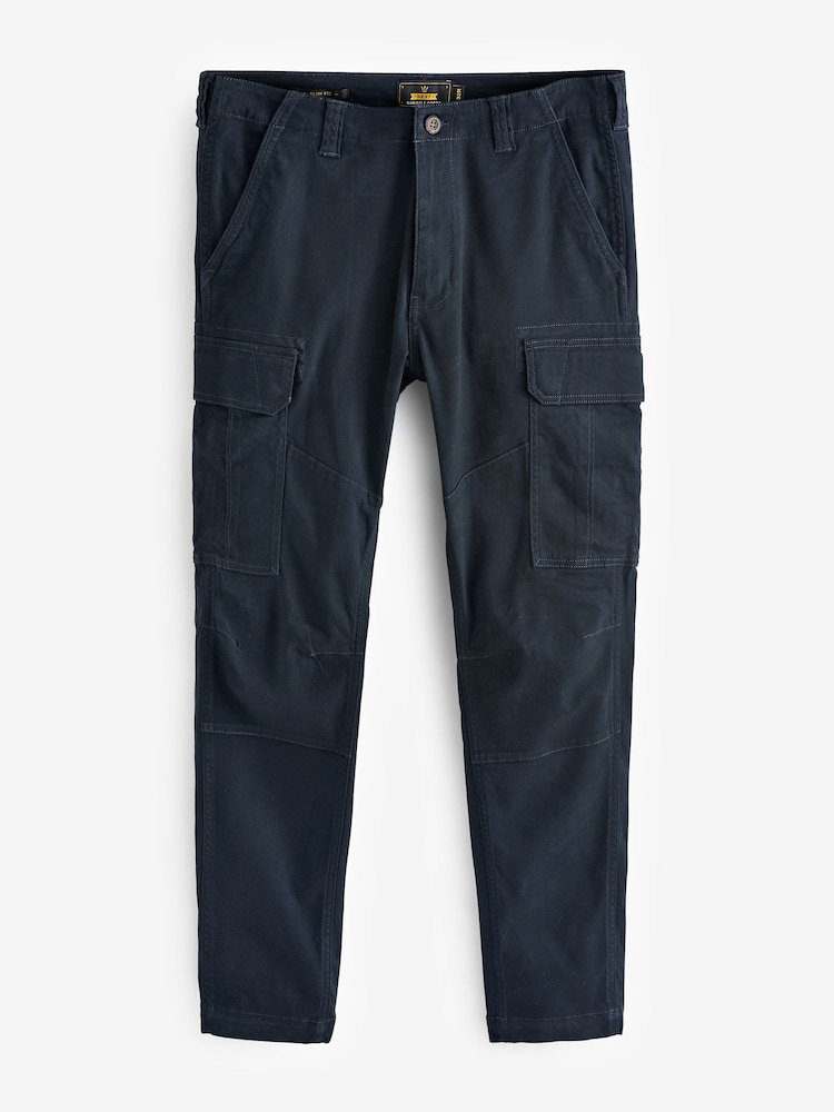 Donkerblauw - Slim Fit - Katoenen cargostretchbroek - Image 6 of 7