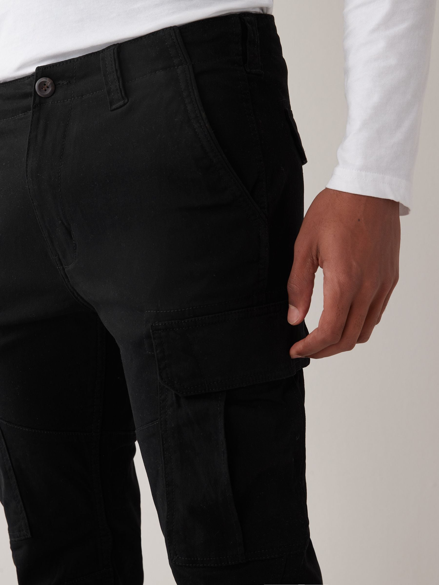 Buy Black Slim Fit Cotton Stretch Cargo Trousers from Next USA