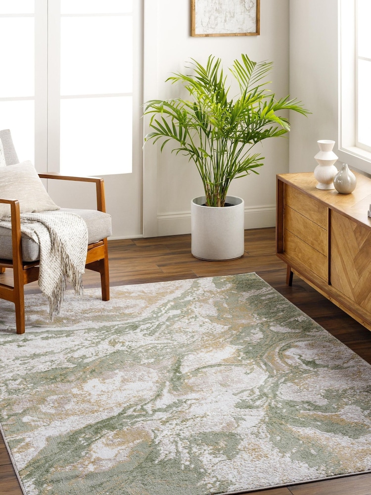 LIVABLISS Green San Francisco Abstract Modern Marble Rug - Image 1 of 6 LIVABLISS Green San Francisco Abstract Modern Marble Rug - Image 1 of 6