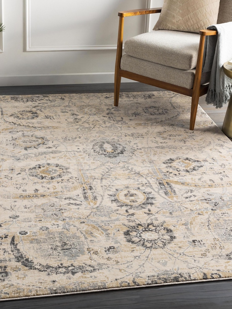 LIVABLISS Beige Indigo Vintage Traditional Floral Boho Rug - Image 1 of 6 LIVABLISS Beige Indigo Vintage Traditional Floral Boho Rug - Image 1 of 6