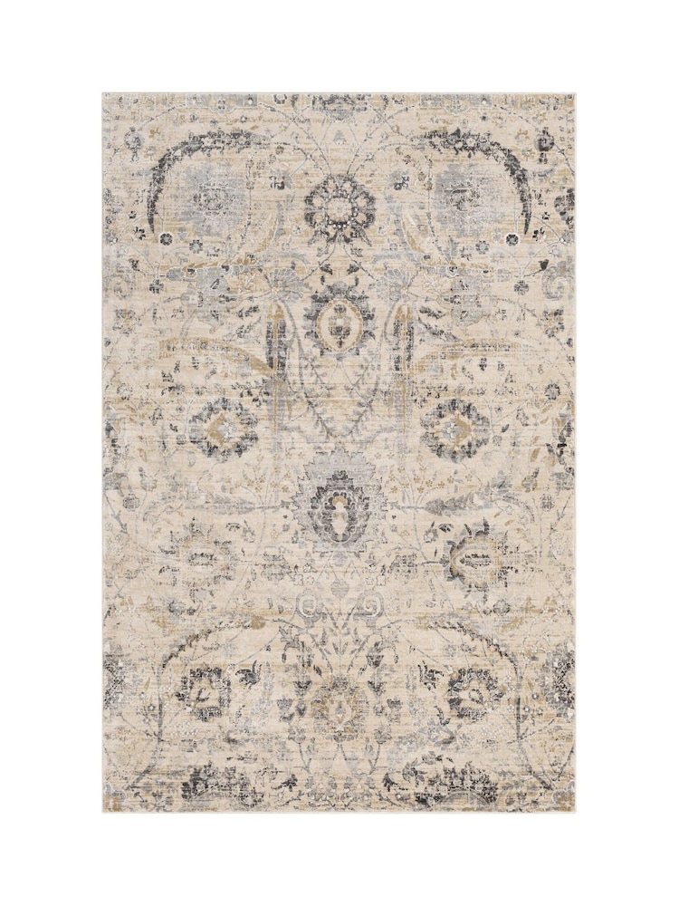 LIVABLISS Beige Indigo Vintage Traditional Floral Boho Rug - Image 6 of 6 LIVABLISS Beige Indigo Vintage Traditional Floral Boho Rug - Image 6 of 6