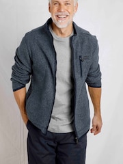 Weird Fish Rossten Recycled Full Zip Grid Fleece - Image 1 of 7