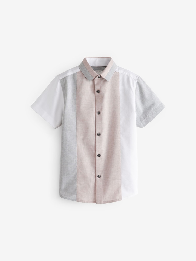 Neutral Short Sleeve Colourblock Shirt (3-16yrs) - Image 1 of 2