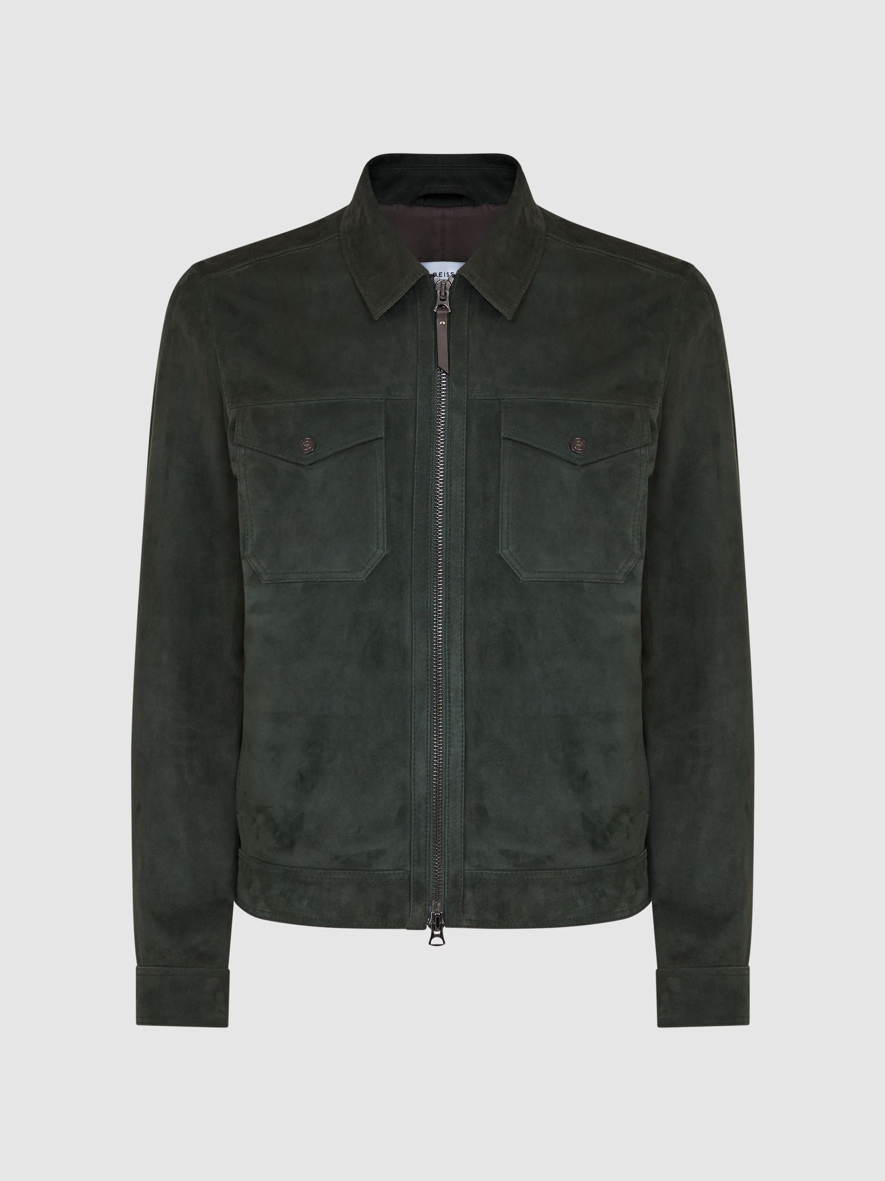 ジャケット・アウター BODE SUEDE RICKRACK WORKSHIRT 22AW XS/S Buy Reiss Forest Green Pike Suede Zip-Through Trucker Jacket from