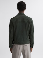 Reiss Forest Green Pike Suede Zip-Through Trucker Jacket - Image 4 of 4