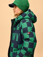 Tommy Hilfiger Green Checkerboard Puffer Jacket - Image 2 of 8