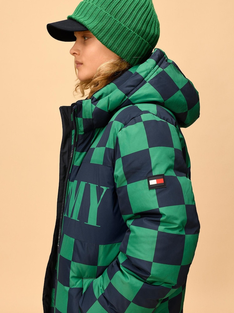 Tommy Hilfiger Green Checkerboard Puffer Jacket - Image 2 of 8