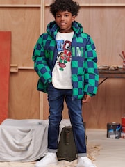 Tommy Hilfiger Green Checkerboard Puffer Jacket - Image 4 of 8