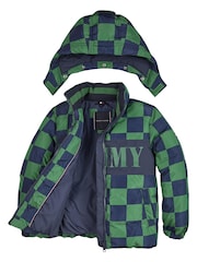 Tommy Hilfiger Green Checkerboard Puffer Jacket - Image 8 of 8