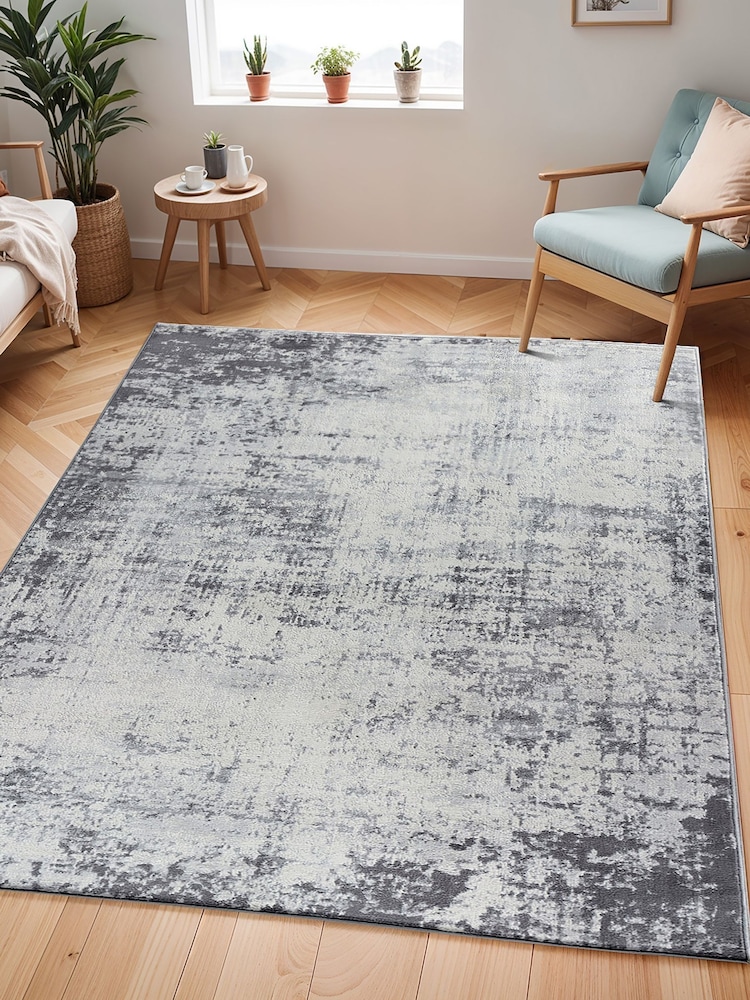 LIVABLISS Grey Floransa Abstract Modern Marble Rug - Image 1 of 6