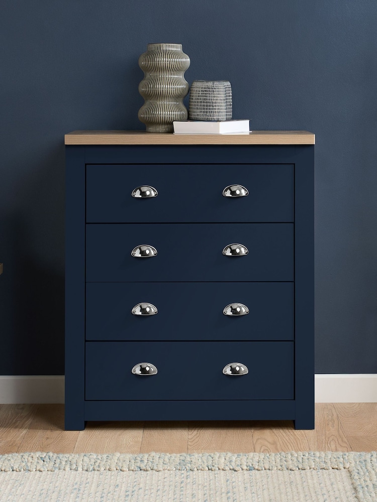 Birlea Navy Blue Highgate 4 Drawer Chest - Image 1 of 7