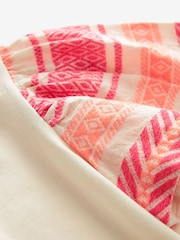 Mint Velvet Ecru/Pink Jacquard Puff Sleeve Top - Image 7 of 7