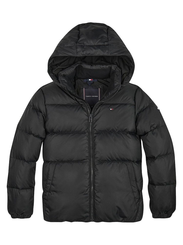 Tommy Hilfiger Boys Black Essential Removable Hood Puffer Jacket - Image 1 of 3