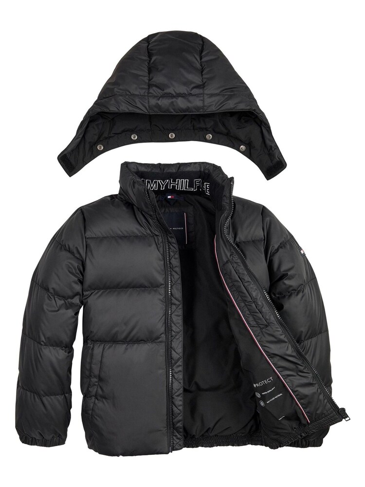 Tommy Hilfiger Boys Black Essential Removable Hood Puffer Jacket - Image 3 of 3