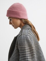 Reiss Blush Picton Ribbed Wool Beanie - Image 3 of 4