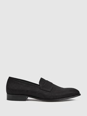 Reiss Black Bay Slip-On Jacquard Loafers - Image 1 of 6