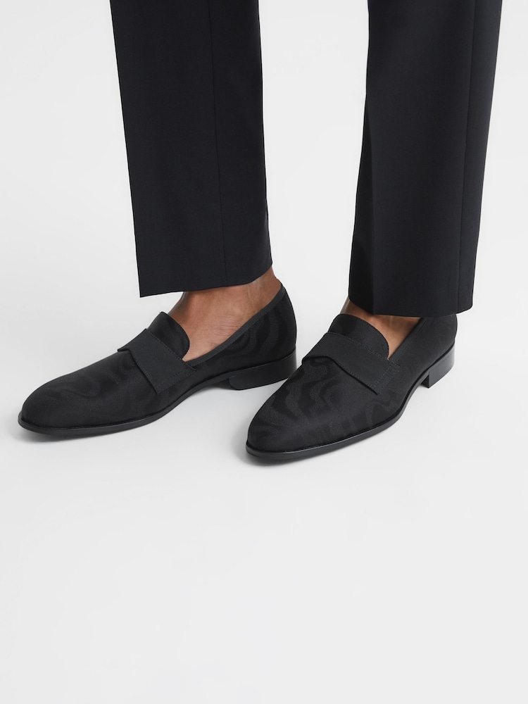 Reiss Black Bay Slip-On Jacquard Loafers - Image 2 of 6