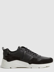 Reiss Black Shelton Leather Trainers - Image 2 of 6