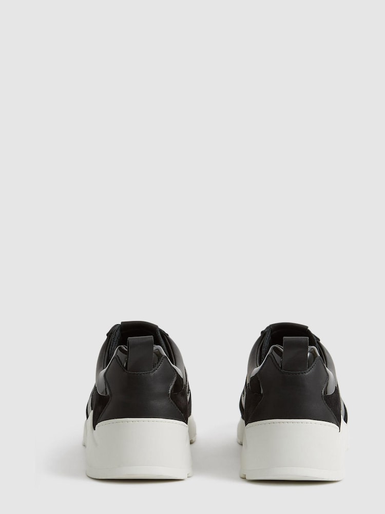 Reiss Black Shelton Leather Trainers - Image 5 of 6