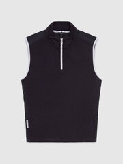 Reiss Navy Dubai Sleeveless Half Zip Funnel Neck Gilet - Image 2 of 8