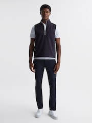 Reiss Navy Dubai Sleeveless Half Zip Funnel Neck Gilet - Image 3 of 8