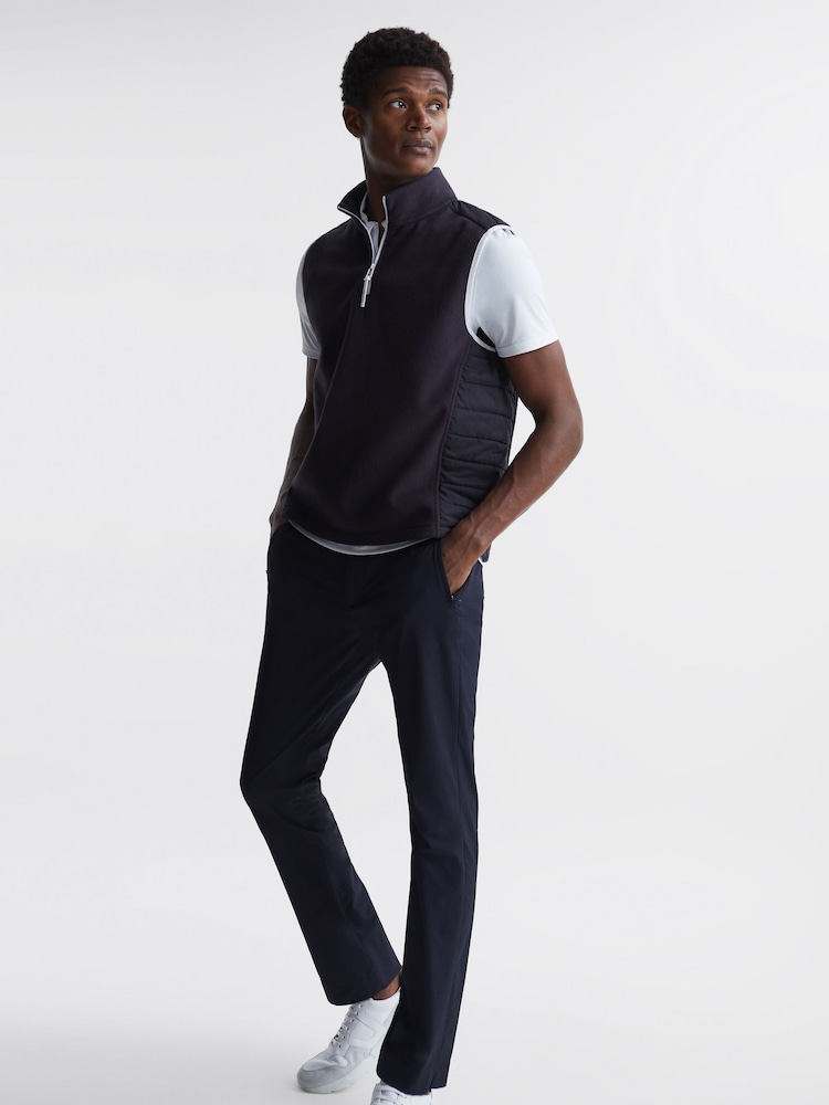 Reiss Navy Dubai Sleeveless Half Zip Funnel Neck Gilet - Image 8 of 8