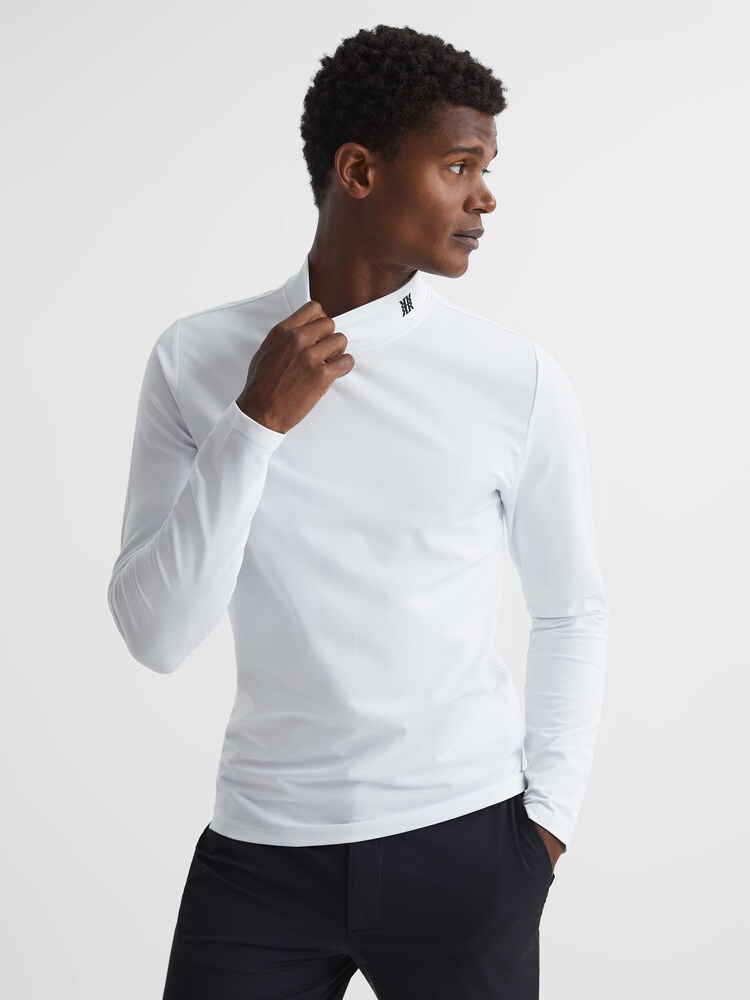 Reiss White Davy Stand Turtle Neck Jersey Top - Image 1 of 6