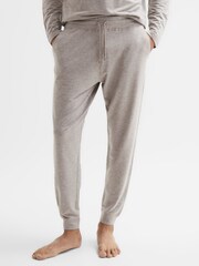 Reiss Taupe Melange Jose Drawstring Joggers - Image 1 of 5