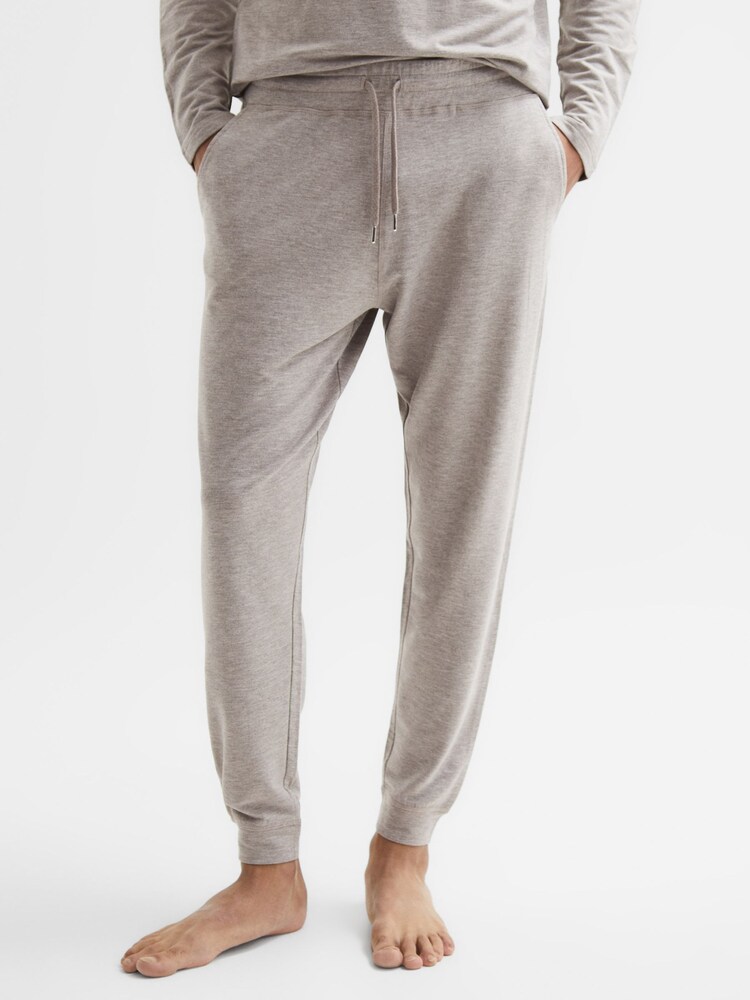 Reiss Taupe Melange Jose Drawstring Joggers - Image 1 of 5