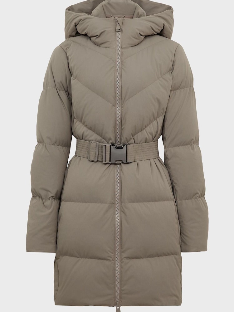 Reiss Mink Rosa Hooded Mid Length Waisted Puffer Jacket - Image 2 of 8 Reiss Mink Rosa Hooded Mid Length Waisted Puffer Jacket - Image 2 of 8
