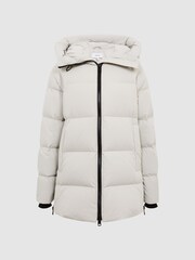 Reiss Neutral Rae Mid Length Water Repellent Puffer Coat - Image 2 of 8