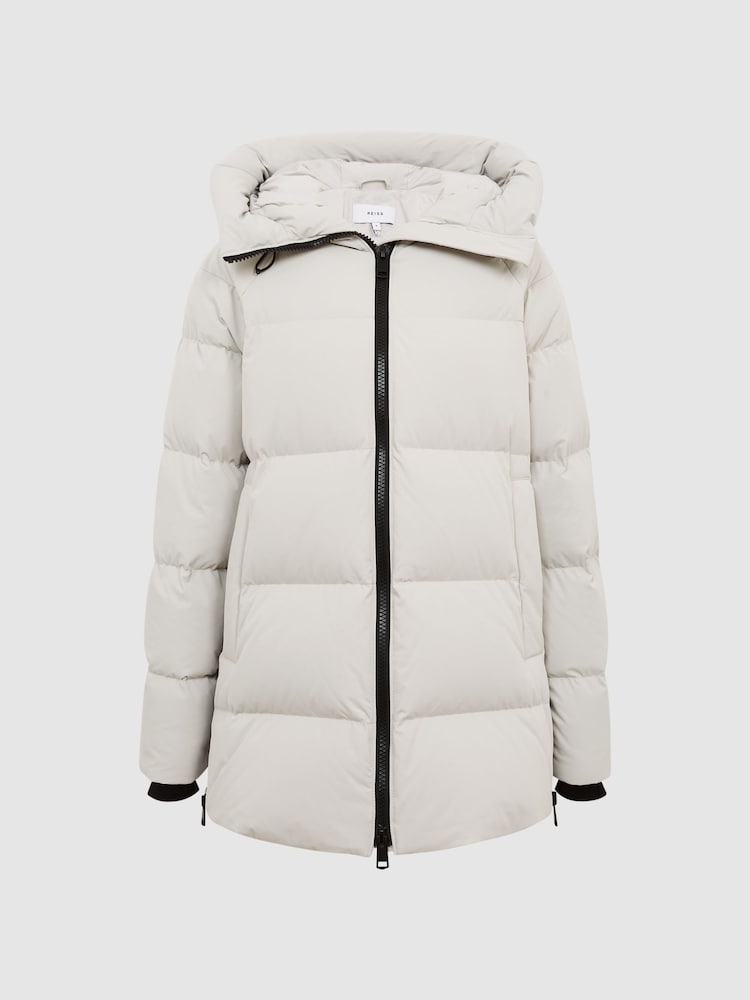 Reiss Neutral Rae Mid Length Water Repellent Puffer Coat - Image 2 of 8