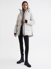 Reiss Neutral Rae Mid Length Water Repellent Puffer Coat - Image 3 of 8