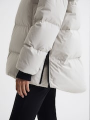 Reiss Neutral Rae Mid Length Water Repellent Puffer Coat - Image 4 of 8